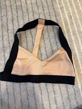 Stretch Racerback Bralette in Nude with Black Trim